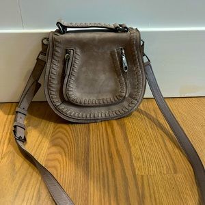 Rebecca Minkoff Small Vanity Nubuck Saddle Bag in Grey